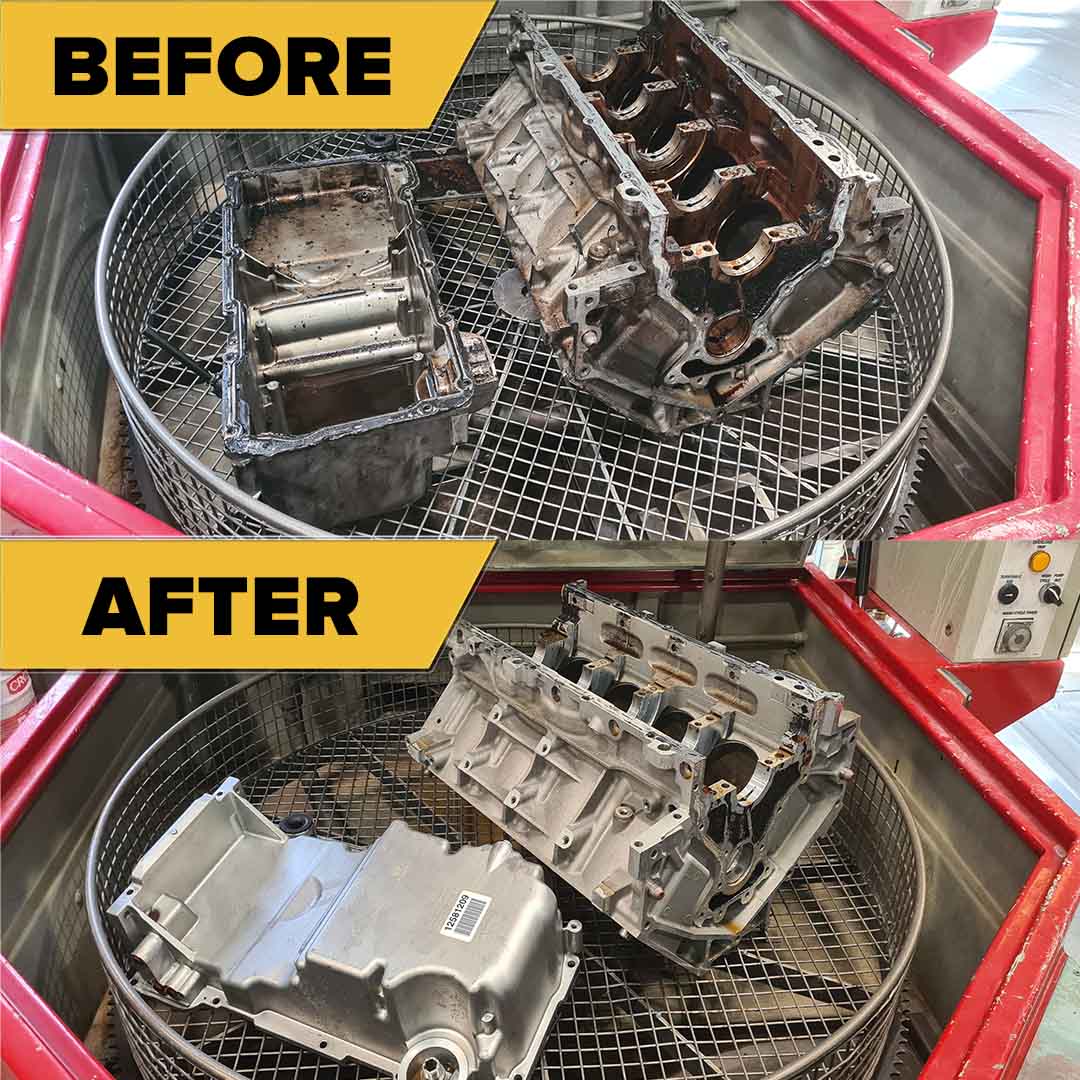 Sump and Block Before And After Apollo Parts Washer