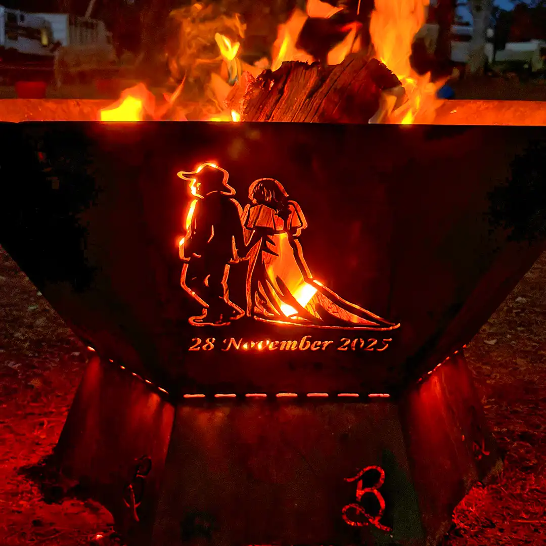 custom steel fire pit made as a wedding gift tamworth nsw