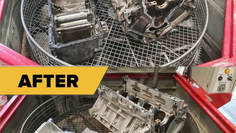 Engine Sump and Block Before And After Apollo Parts Washer